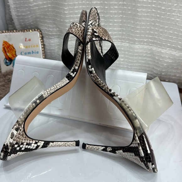 (N8) Steve Madden Snake print heels with clear criss-cross straps, Sz 9.5 women - Picture 11 of 12